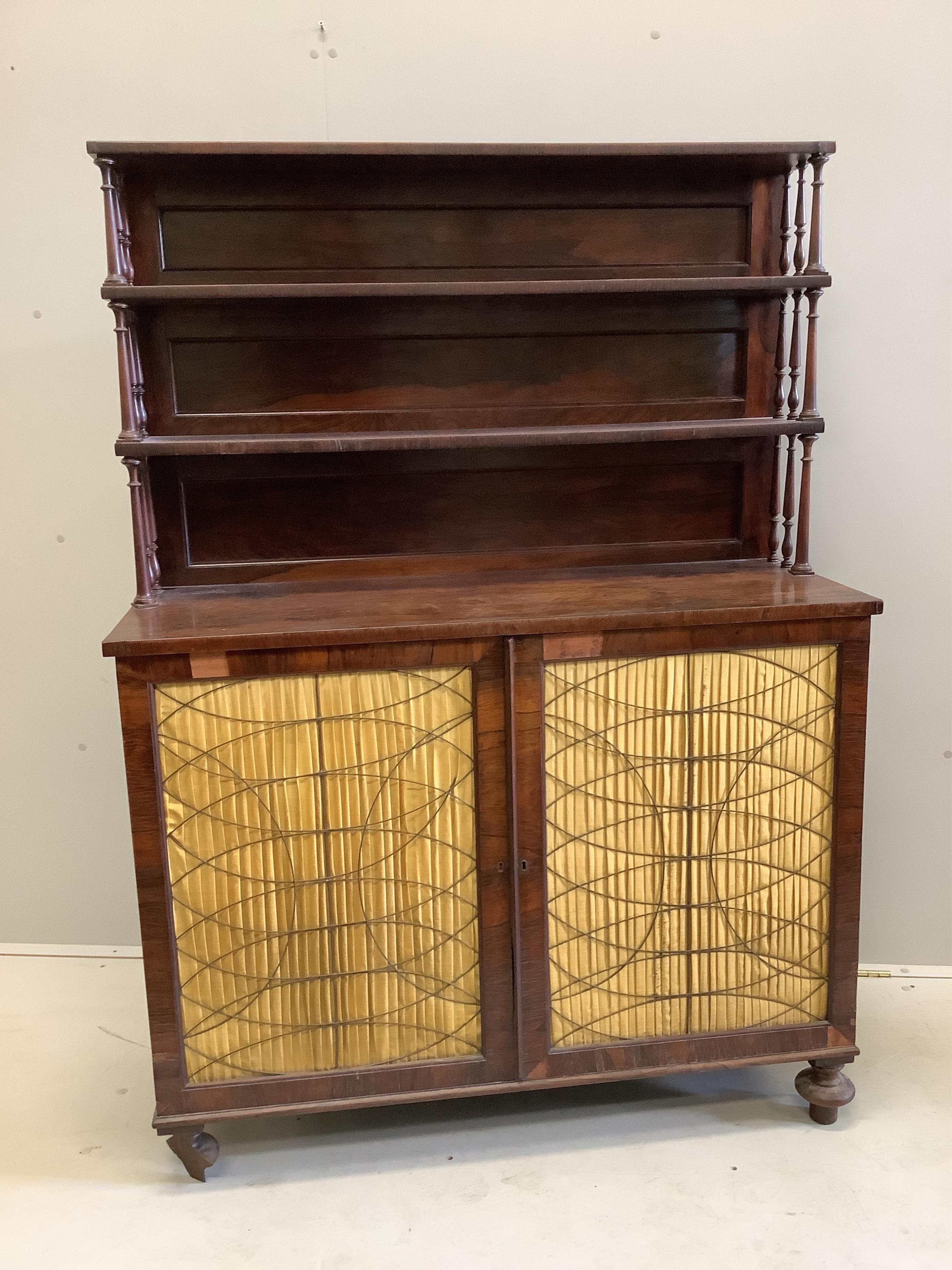 A Regency rosewood chiffonier, width 109cm, depth 42cm, height 155cm